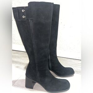 Nine West knee high suede buckle Black Heeled Boots